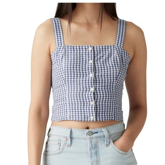 Levi's Tops - Levi’s Lottie Gingham Crop Linen Top Size XXL